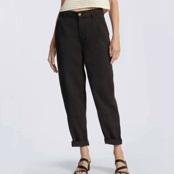 Everlane The Relaxed Chino Pants Black Butter Soft High Rise Barrel Size 6 NWT - Picture 1 of 8